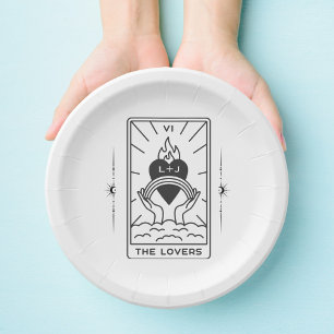 Tarot Cards Bridal Shower Wedding Tarot B+W Paper Plate