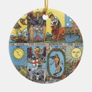 Tarot Cards Collage Ceramic Tree Decoration