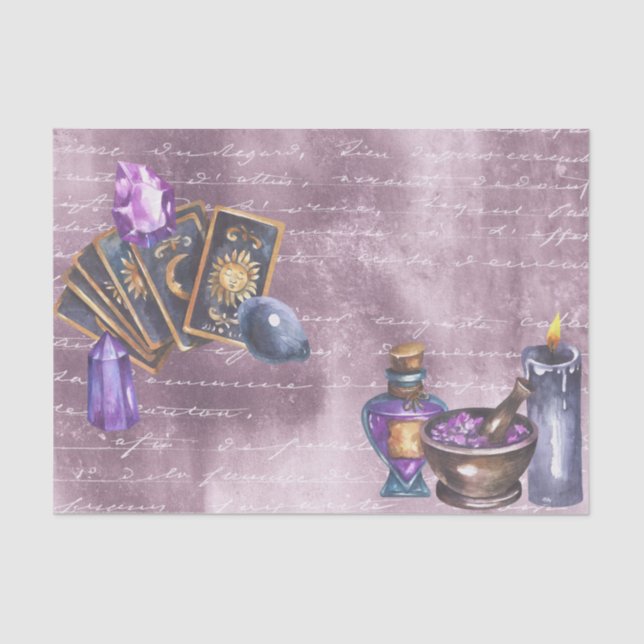 Tarot Crystals Purple Decoupage  Tissue Paper (Front)