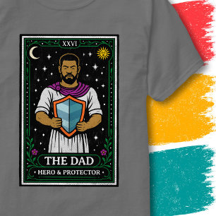 Tarot Dad Card Father Hero Protector Shield Art T-Shirt