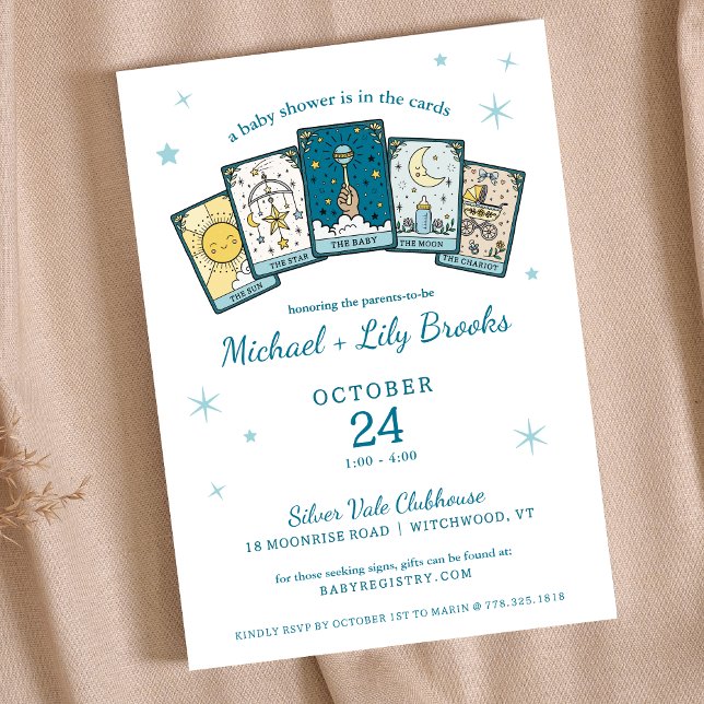 Tarot Fortune Teller Celestial Boy Baby Shower Invitation (Creator Uploaded)
