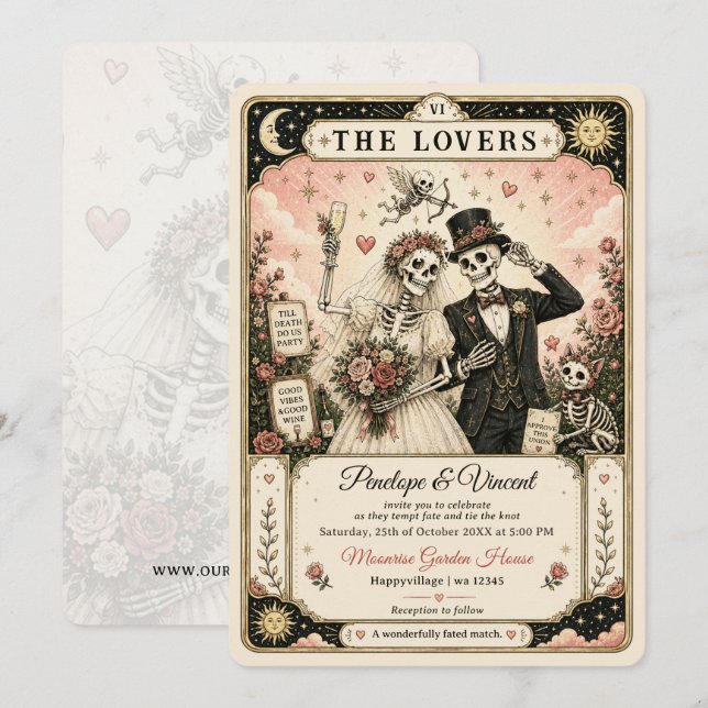 Tarot Fun Till Death Do Us Party Wedding  Invitation (Front/Back)
