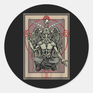 Tarot Goth Card Baphomet Satanic Witch Pentagram Classic Round Sticker