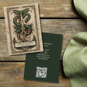 Tarot Goth Vintage Hair Stylist Gold Scissors Business Card