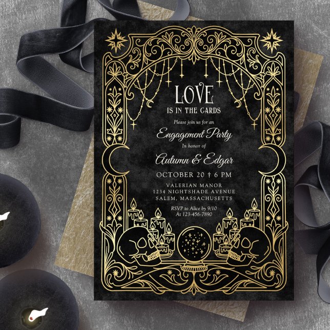 Tarot Halloween Gothic Black Wedding Invitation (Creator Uploaded)