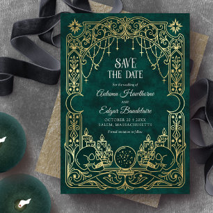 Tarot Halloween Green Gothic Wedding Save The Date