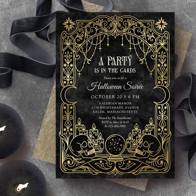 Tarot Halloween Party Black Invitation (Creator Uploaded)