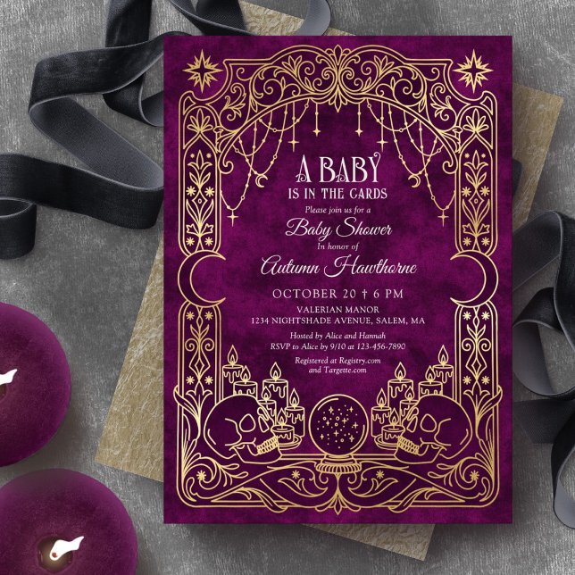 Tarot Halloween Witch Baby Shower Invitation (Creator Uploaded)