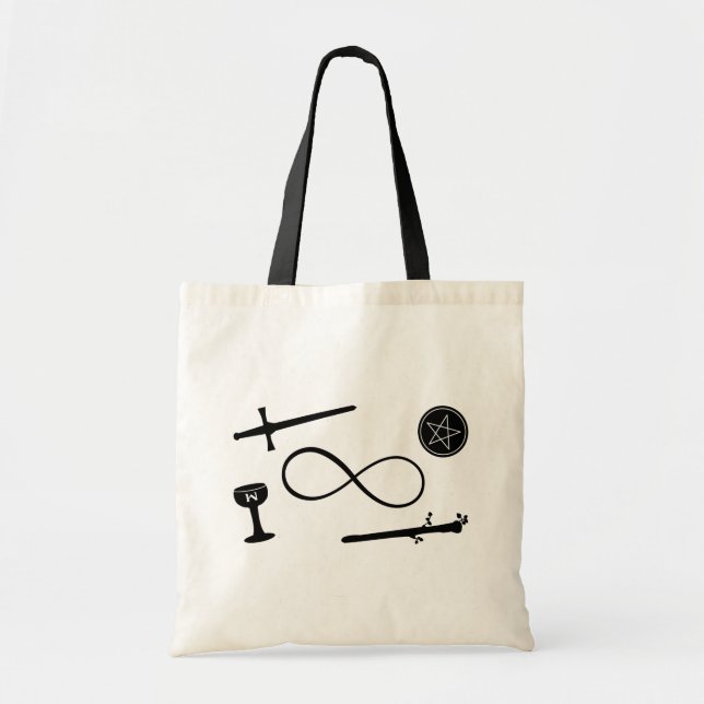 Tarot Lemniscate: The Magician & 4 Elements Tote Bag (Front)