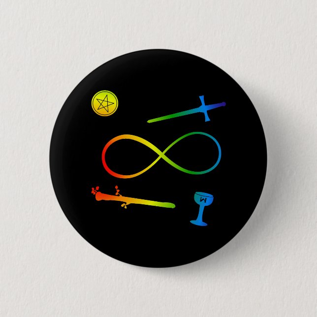 Tarot Lemniscate: The Magician & Elements Rainbow 6 Cm Round Badge (Front)