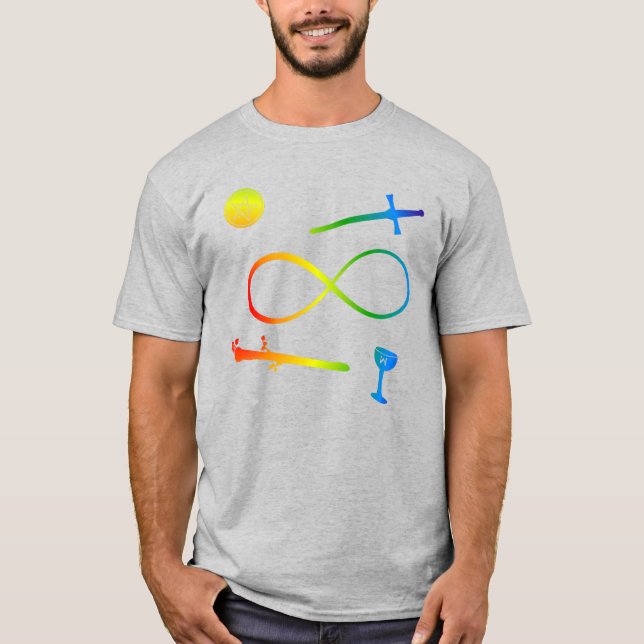 Tarot Lemniscate: The Magician & Elements Rainbow T-Shirt (Front)