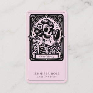 Tarot Makeup Artist Skeleton Blush Pink Business Card