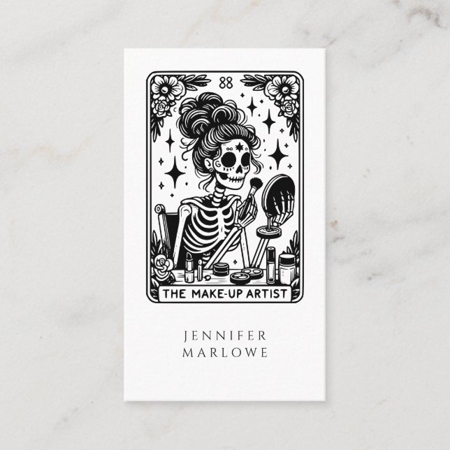 Tarot Makeup Artist Skeleton Business Card (Front)