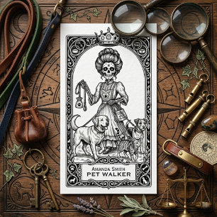 Tarot Mystical Boho Skull Pet Walker Business Card
