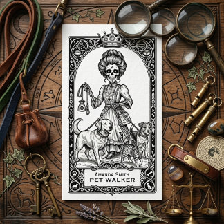 Tarot Mystical Boho Skull Pet Walker Business Card