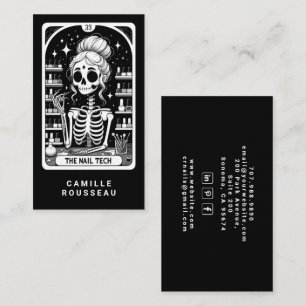 Tarot Nail Technician Black Business Card