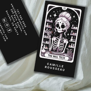 Tarot Nail Technician Black Business Card