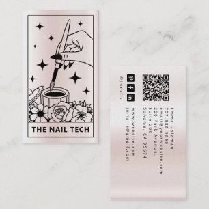 Tarot Nail Technician Blush Pink Faux Metallic Business Card