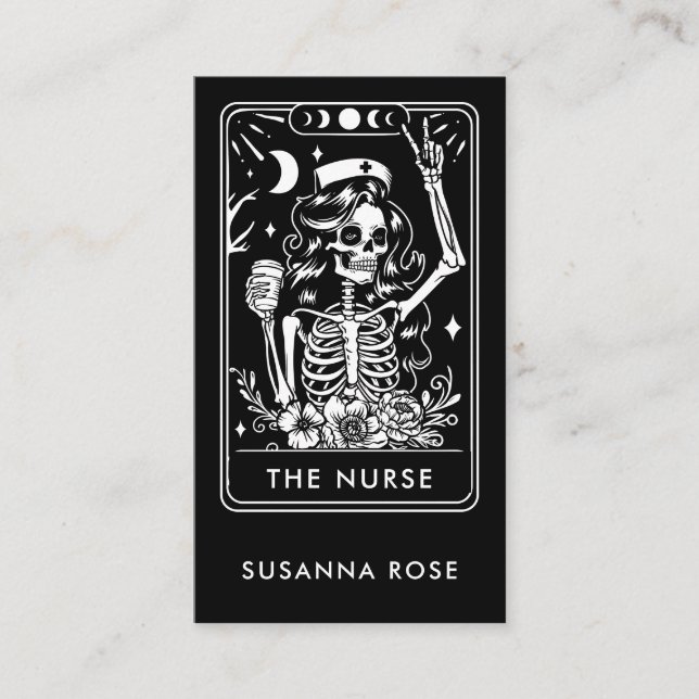 Tarot Nurse Black  Business Card (Front)