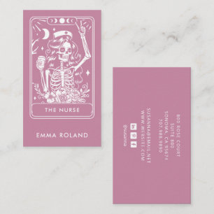Tarot Nurse Dusty Pink Business Card