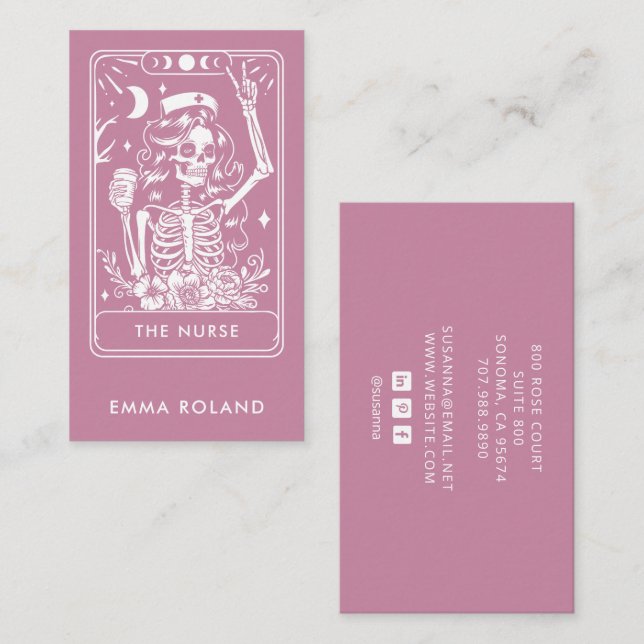 Tarot Nurse Dusty Pink Business Card (Front/Back)