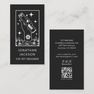 Tarot Pet Groomer QR Code Business Card