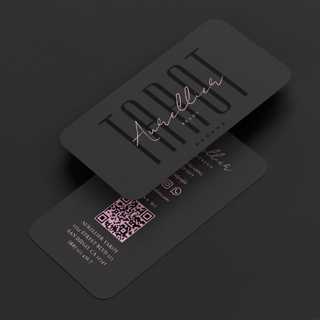 Tarot Reader Astrologist Psychic Black Pink Business Card (Creator Uploaded)
