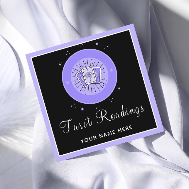 Tarot Reading Fortune Teller Purple & Black Mystic Square Business Card (Creator Uploaded)