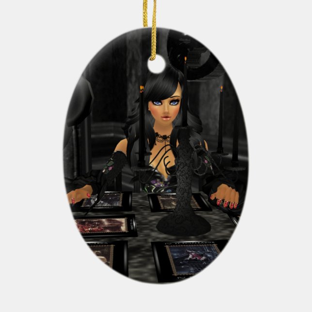 Tarot Reading Oval Ornament (Back)