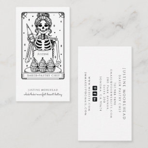 Tarot Skeleton Baker Whisk Cupcake Business Card