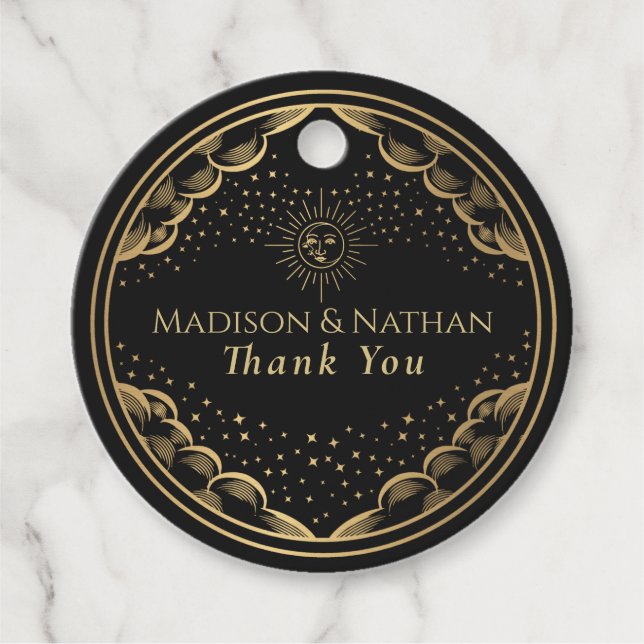 Tarot Sun and Moon Wedding  Favour Tags (Front)