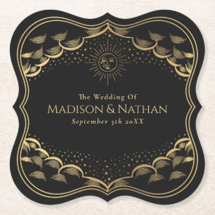 Tarot Sun and Moon Wedding  Paper Coaster