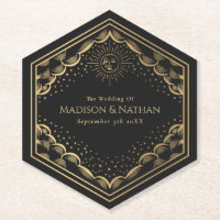 Tarot Sun and Moon Wedding Paper Coaster