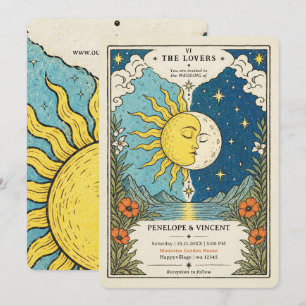 Tarot Sun and Moon Yin Yang Wedding Invitation