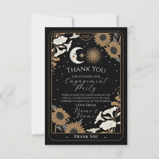 Tarot Sun Moon Thank You Engagement Wedding Card (Front)