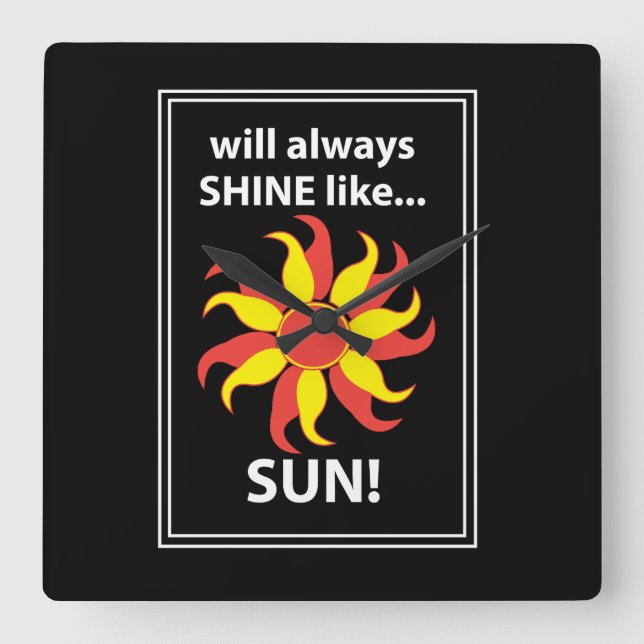 Tarot Sun Mystical Tarot Square Wall Clock (Front)