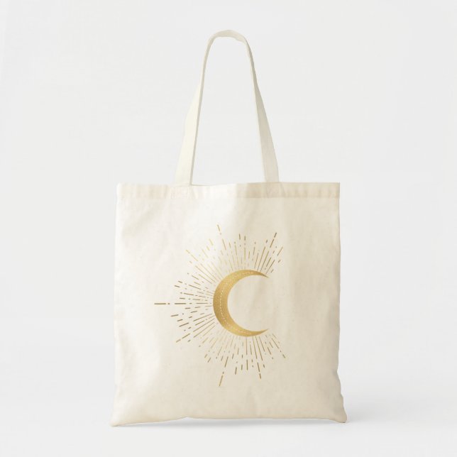 Tarot symbol - The Moon feminine pink faux golden Tote Bag (Front)