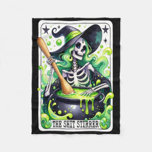 Tarot The Stirrer Funny Halloween Witch Tarot Card Fleece Blanket
