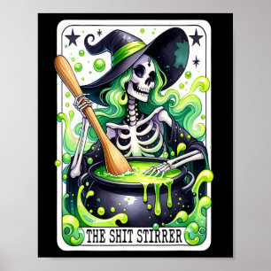 Tarot The Stirrer Funny Halloween Witch Tarot Card Poster