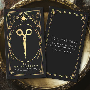 Tarot Vintage Black & Gold Hair Stylist  Business Card