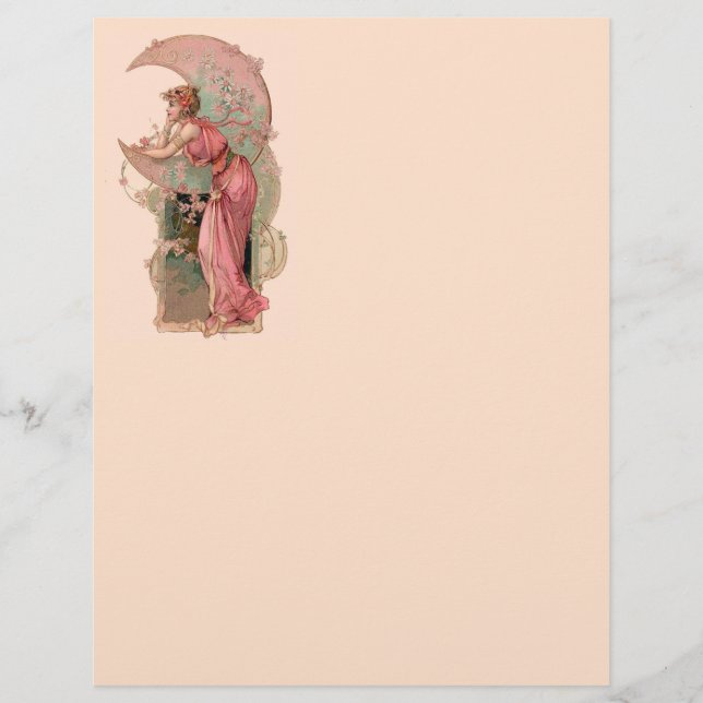 TAROTS/ LADY OF THE MOON,FLOWERS IN PINK MONOGRAM (Front)