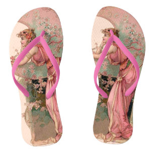 TAROTS / LADY OF THE MOON WITH FLOWERS IN PINK JANDALS
