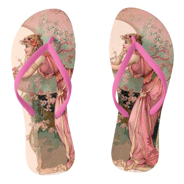 TAROTS / LADY OF THE MOON WITH FLOWERS IN PINK JANDALS (Footbed)