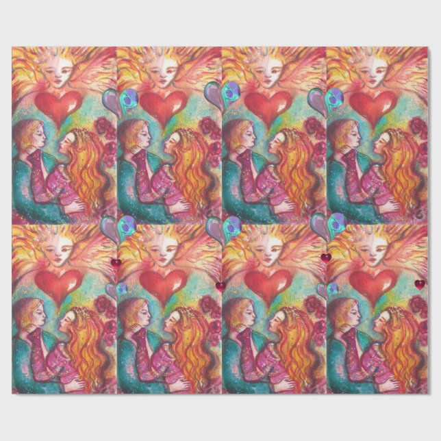 TAROTS LOST SHADOWS,LOVERS Valentine's Day Hearts Wrapping Paper (Flat)