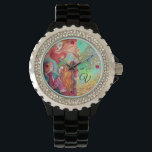 TAROTS OF LOST THE SHADOWS,LOVERS Valentine's Day Watch<br><div class="desc">The Major Arcana Lovers.Mysterious allegorical contemporary painting .Colourful watercolor painting with gold sparkles by Bulgan Lumini (c)</div>
