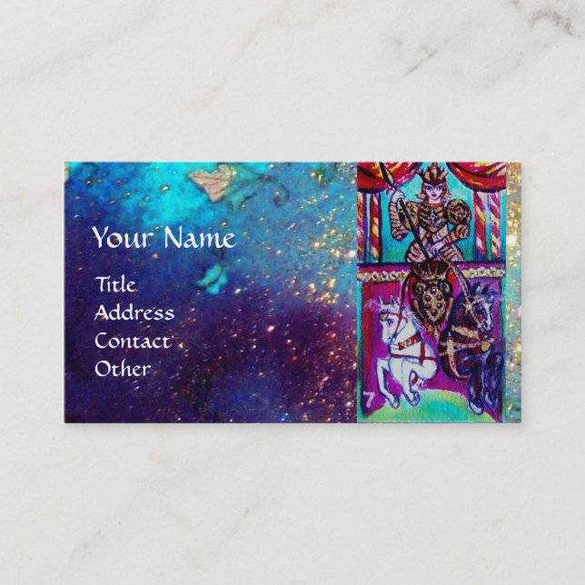 TAROTS OF THE LOST SHADOWS / CHARIOT Blue Business Card (Front)