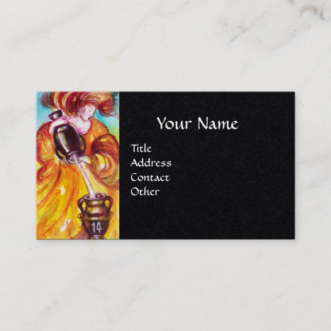 TAROTS OF THE LOST SHADOWS ,TEMPERANCE Black Paper Business Card (Front)