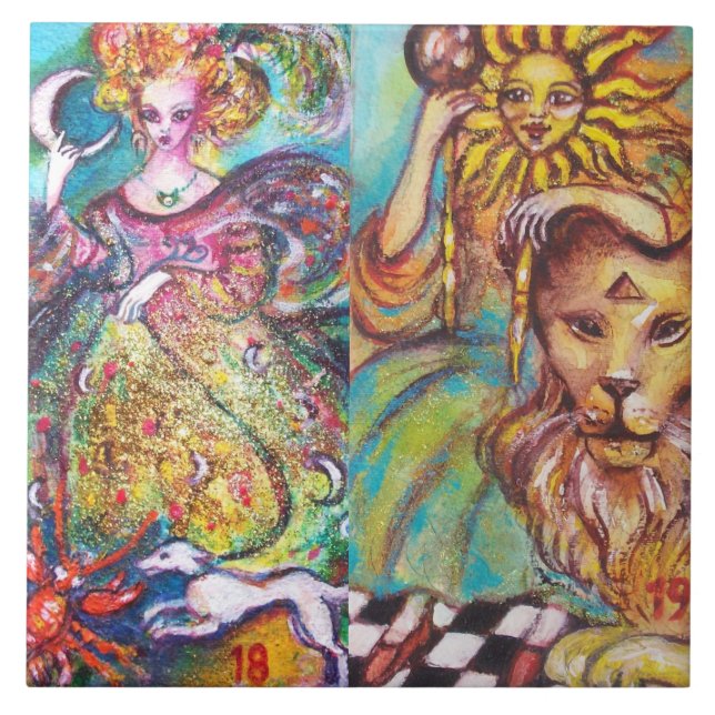 TAROTS OF THE LOST SHADOWS /THE MOON AND THE SUN  TILE (Front)