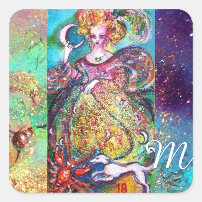 TAROTS OF THE LOST SHADOWS /THE MOON LADY Monogram Square Sticker (Front)
