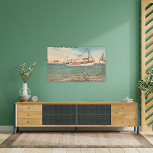 Tarpon Springs, FL - View of Boat & Deep Sea Canvas Print